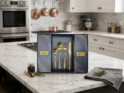 AYD 24-Piece Golden Cutlery Set – Premium High-Quality Tableware