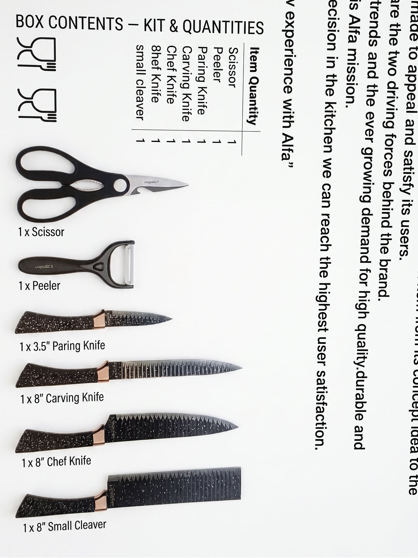Zeppter 6-Piece Kitchen Knife Set – Premium Knives with Peeler & Opener