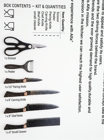 Zeppter 6-Piece Kitchen Knife Set – Premium Knives with Peeler & Opener