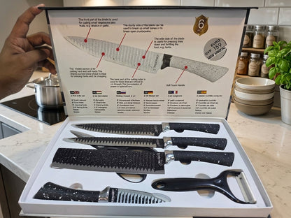 Zeppter 6-Piece Kitchen Knife Set – Premium Knives with Peeler & Opener