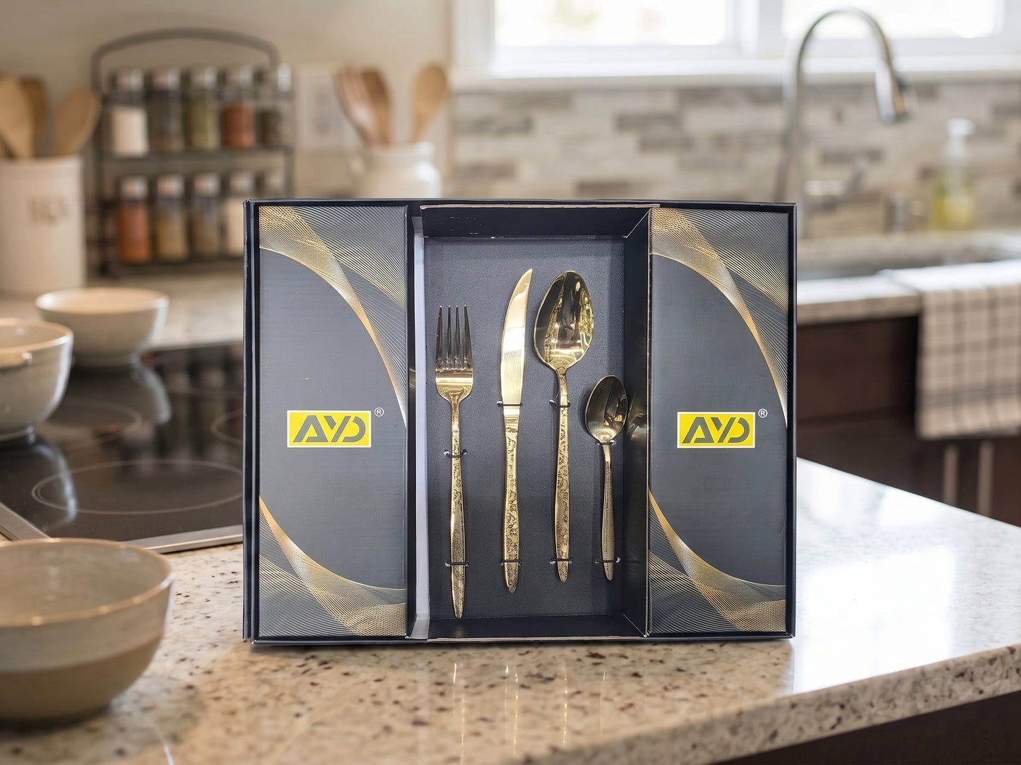 AYD 24-Piece Golden Cutlery Set – Premium High-Quality Tableware