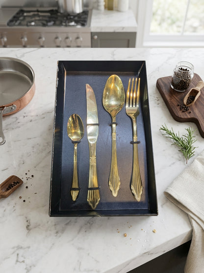 AYD 24-Piece Golden Cutlery Set – Premium High-Quality Tableware
