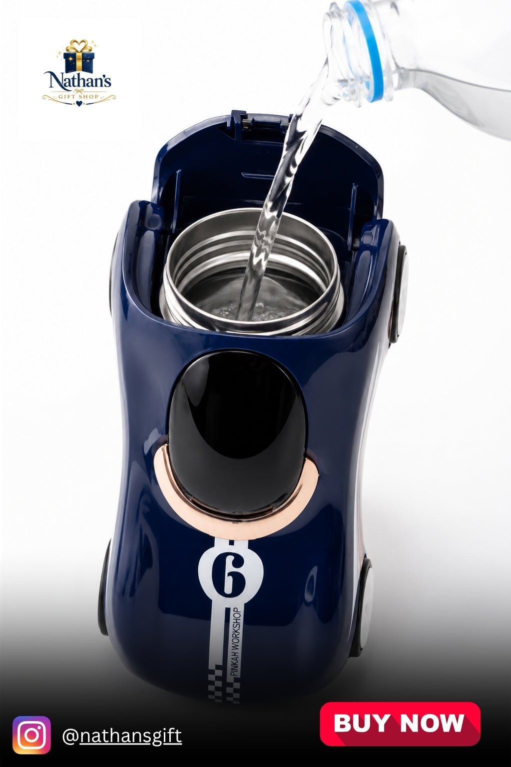 Kids Racing Car Insulated Water Bottle (300ml) – Leakproof Stainless Steel Straw Tumbler | Hot & Cold Thermal Bottle | Premium Gift for Boys & Girls - Nathan's Gift Shop