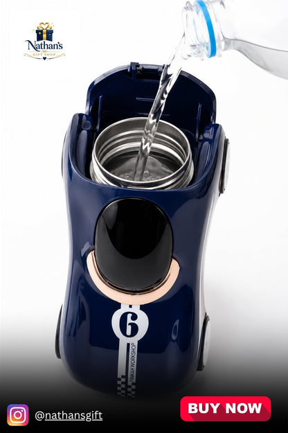Kids Racing Car Insulated Water Bottle (300ml) – Leakproof Stainless Steel Straw Tumbler | Hot & Cold Thermal Bottle | Premium Gift for Boys & Girls - Nathan's Gift Shop