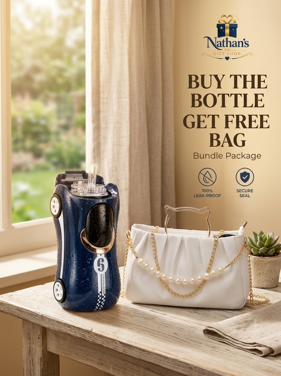 Luxury Car Tumbler Water Bottle + FREE Elegant Chain Handbag Bundle - Nathan's Gift Shop