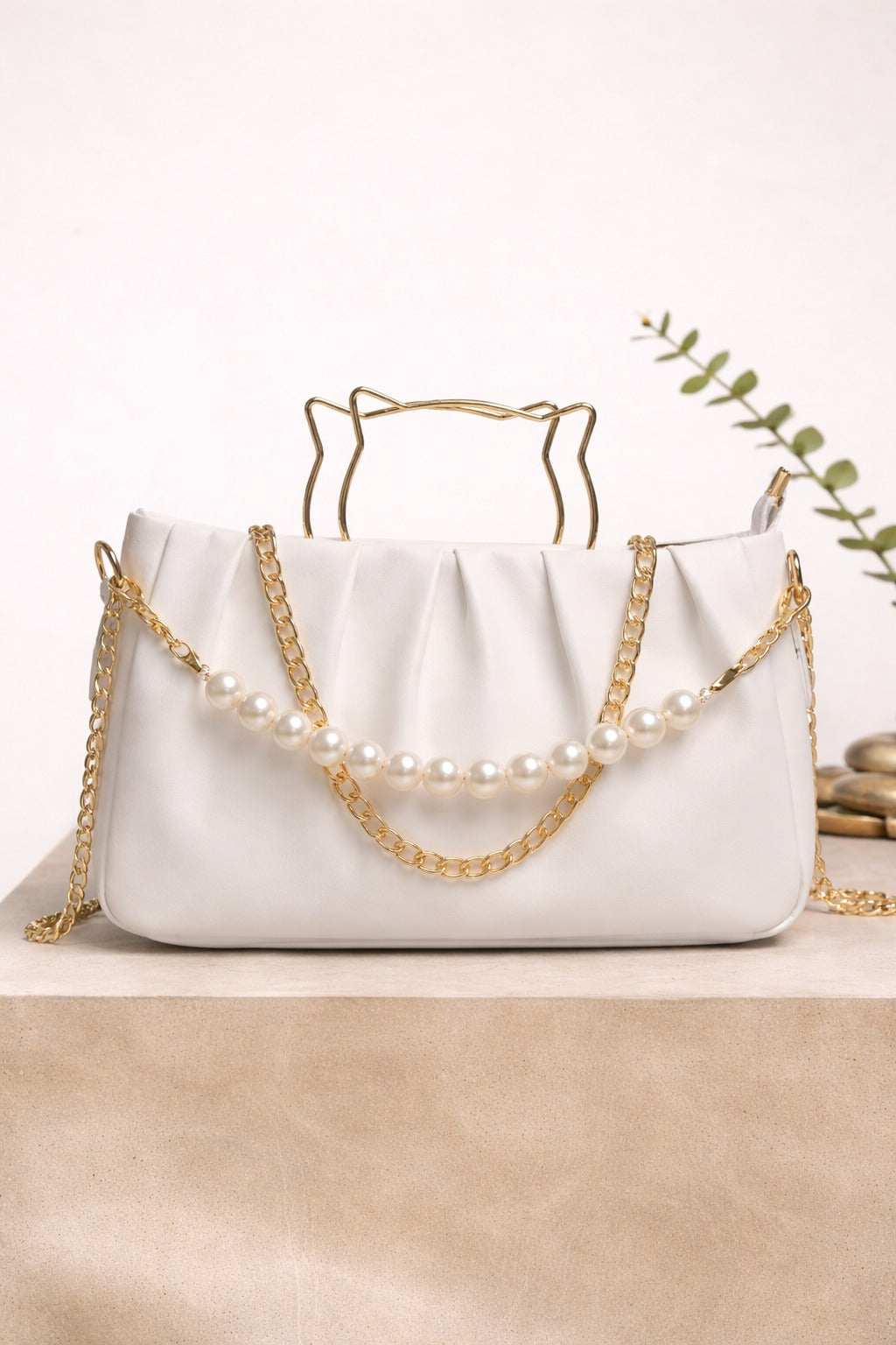 THE PEARL ELEGANCE PLEATED HANDBAG