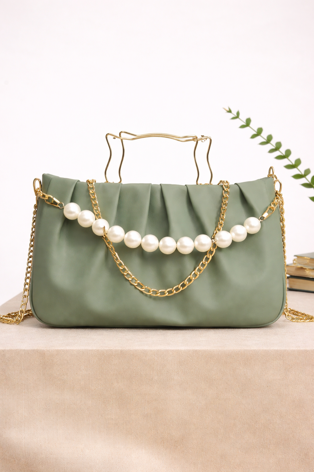 THE PEARL ELEGANCE PLEATED HANDBAG