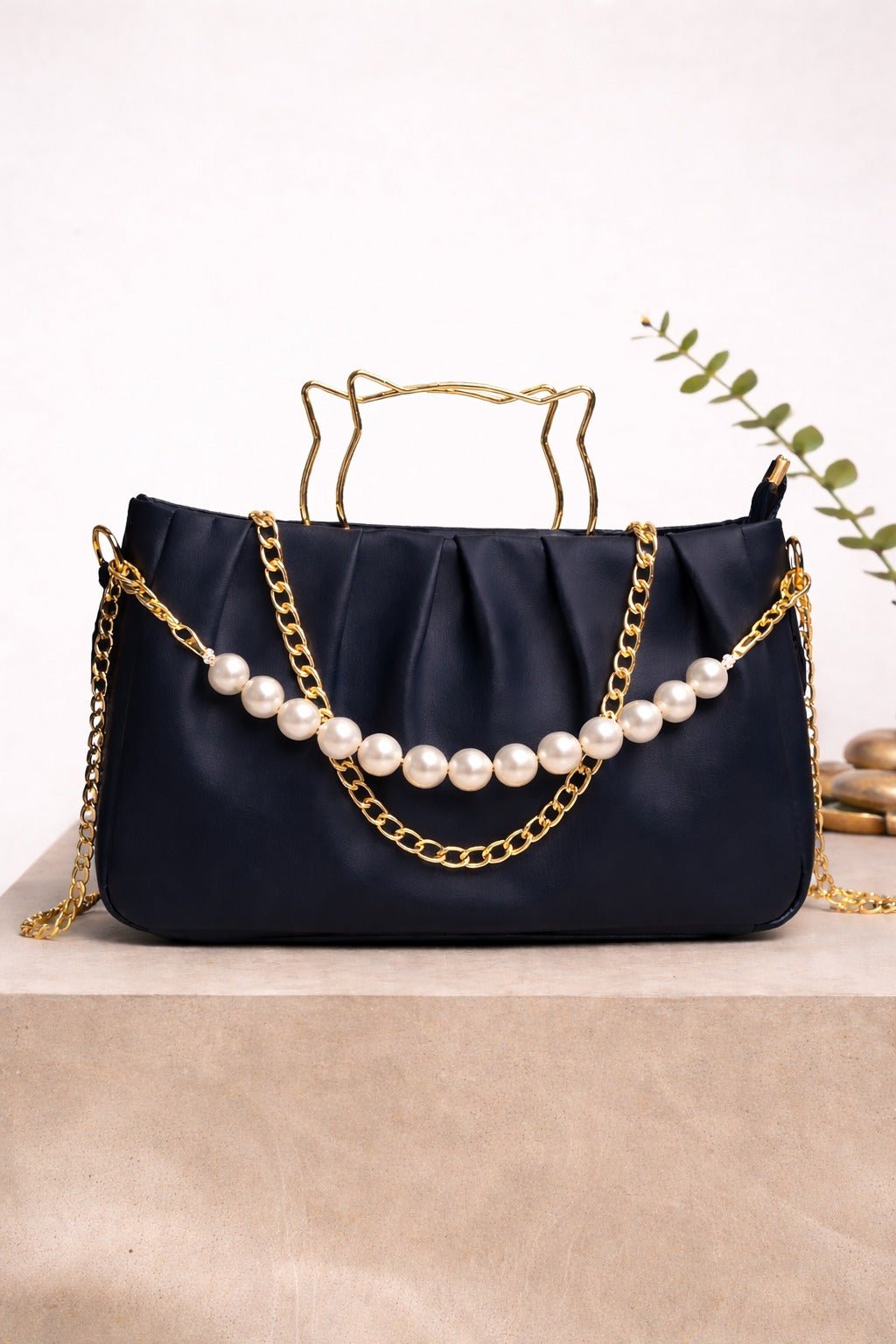 THE PEARL ELEGANCE PLEATED HANDBAG. (GREEN) - Nathan's Gift Shop