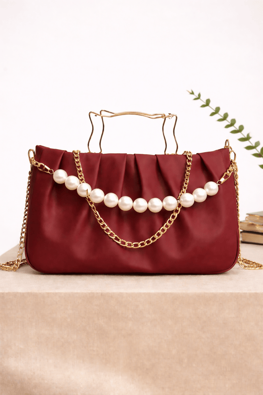 THE PEARL ELEGANCE PLEATED HANDBAG. (GREEN) - Nathan's Gift Shop